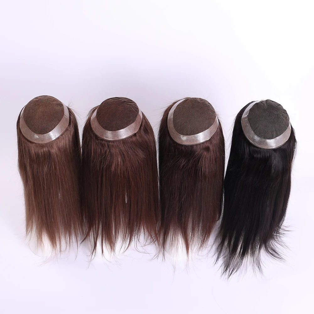 Modelo australiano 7*9 polegadas cabelo remy indiano 14-20 polegadas renda suíça topper de cabelo humano para mulheres com pele fina pu em torno