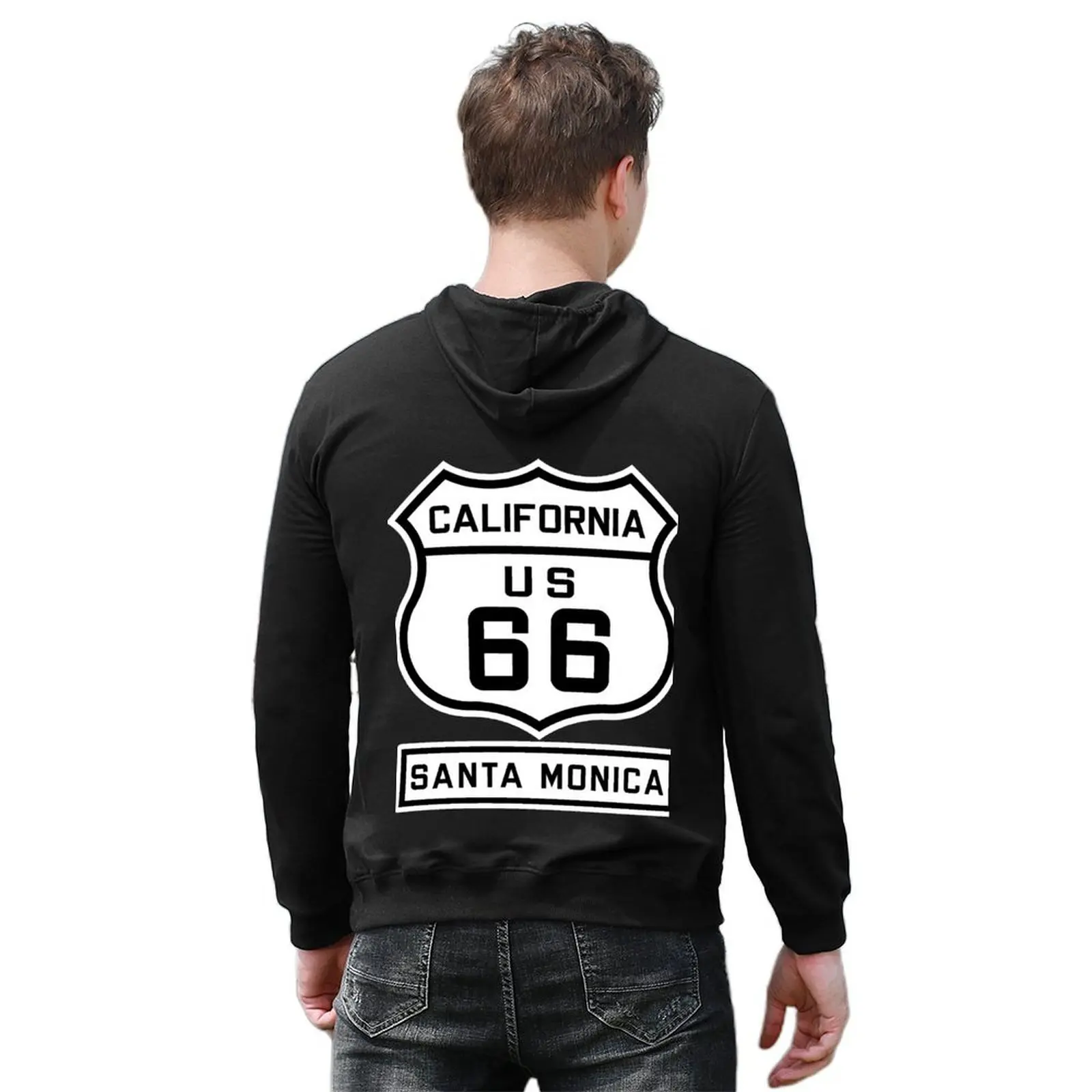 Historic Route 66 - The Mother Road - Santa Monica Hoodie men clothes korean autumn clothes blouse hoodie streetwear