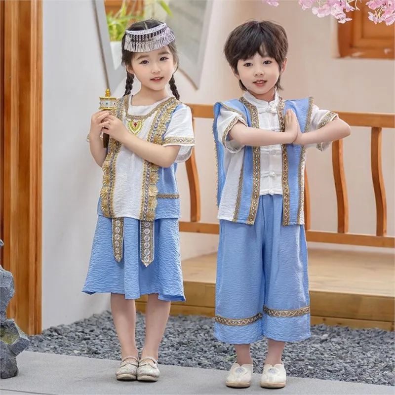 ชุดการแสดงเด็กไทยปี 2025 เสื้อผ้าเด็กไทยสำหรับฤดูร้อน ชุดการแสดงเทศกาลสาดน้ำได๋ รุ่น LH685