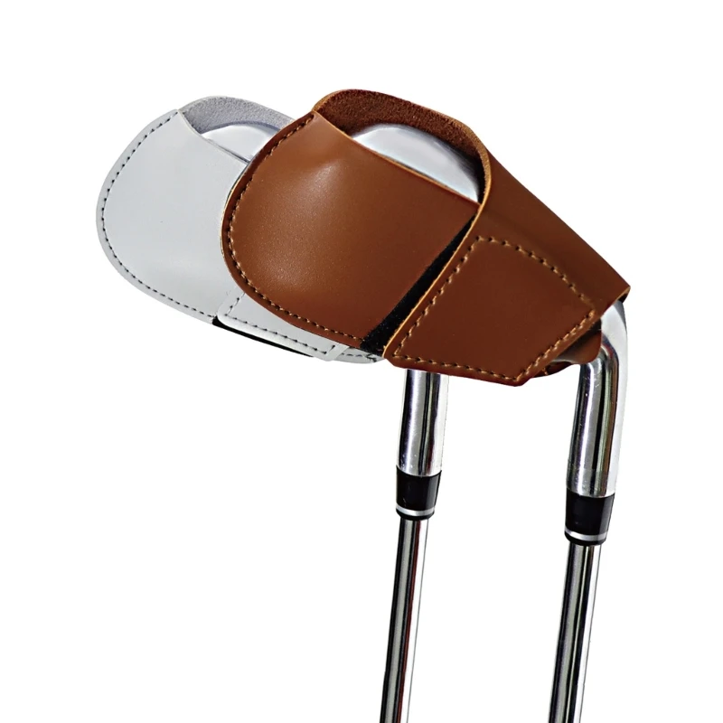 Golf Iron Head Cover Practical PU Leather Durable Headcover Golf Sports Accessories Putter Protector Brown/Gray