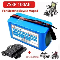 Alalito 24V 100000mAh 7S3P 18650 Rechargeable Batteries 24V Lithium Battery Wheelchair Battery 7s3p Battery Pack for Bicycle