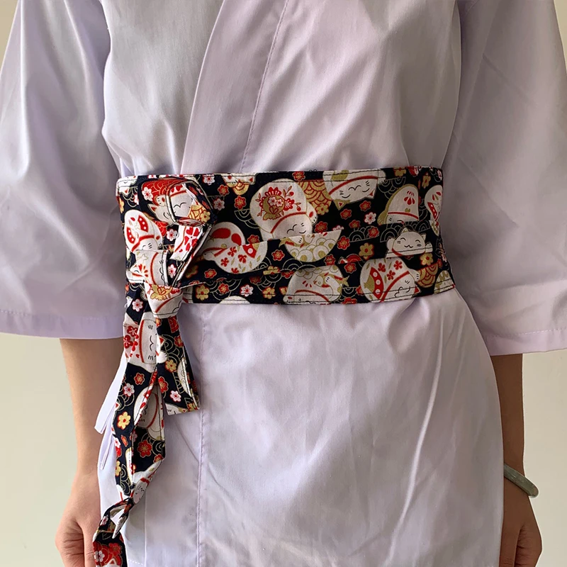 Japon tarzı kuşak çin suşi restoran garson şef bel kemeri Retro Kimono korse bel Obi elbise kanat sapanlar Hanfu kemer