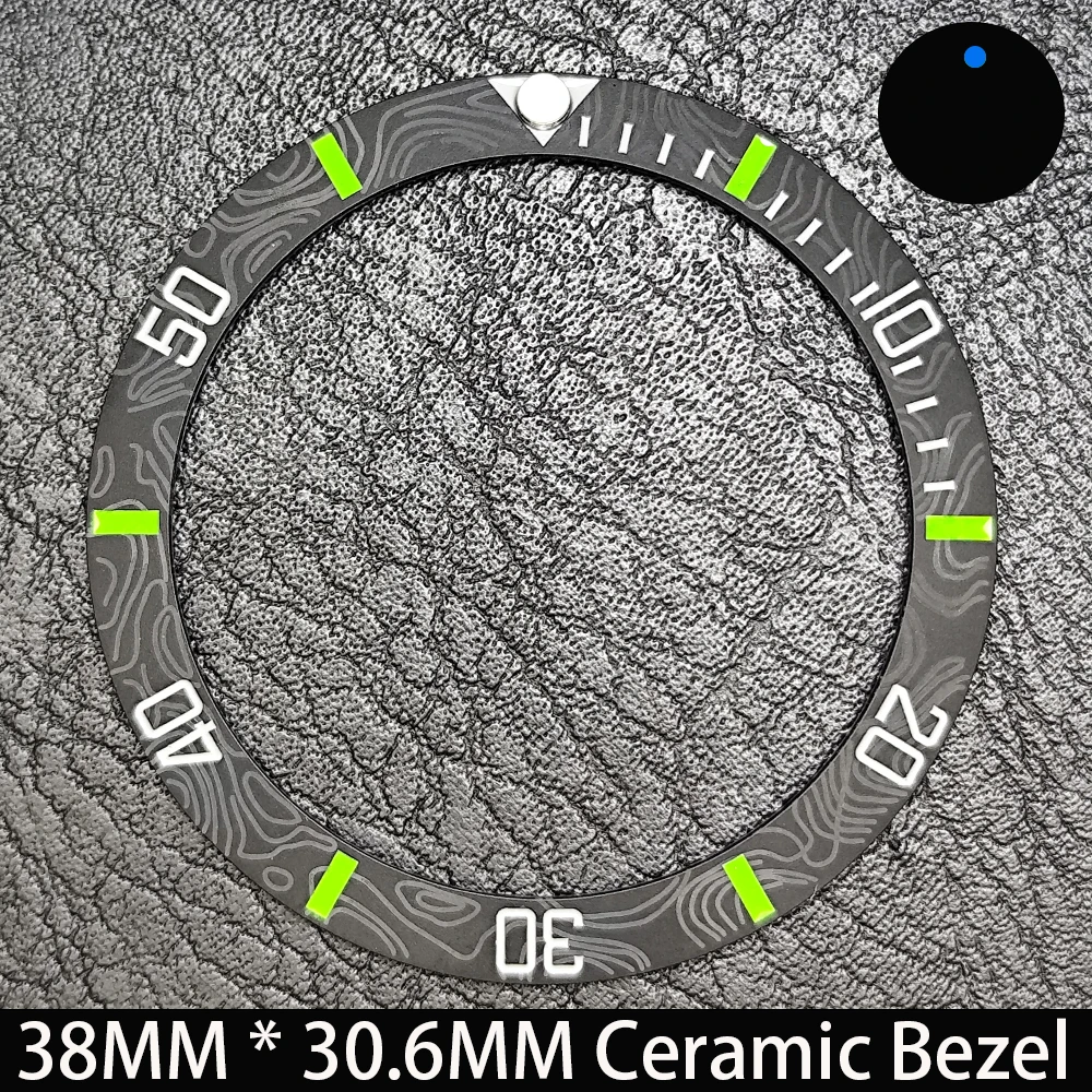 Schräge 38mm * 30,6mm Keramik/Aluminium Blau Leuchtende Lünette GMT und Taucheruhr-Einsatz Passend für 40mm Uhrengehäuse Ersatz-Uhrenteil – Detail 19