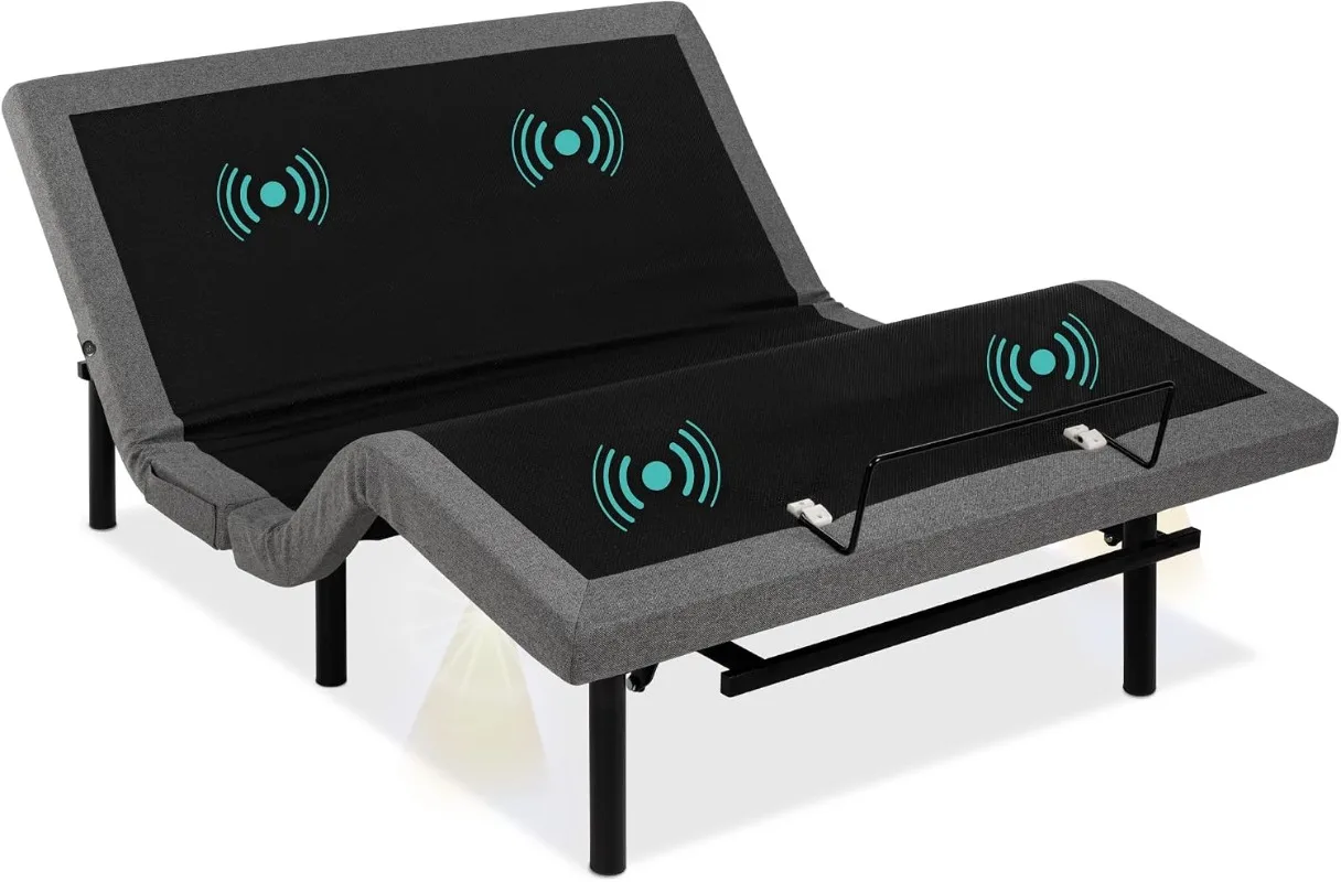 Best Choice Products Ergonomic Queen Size Adjustable Bed Frame, Electric Base w/Wireless Remote Control, Nightlight, Massager