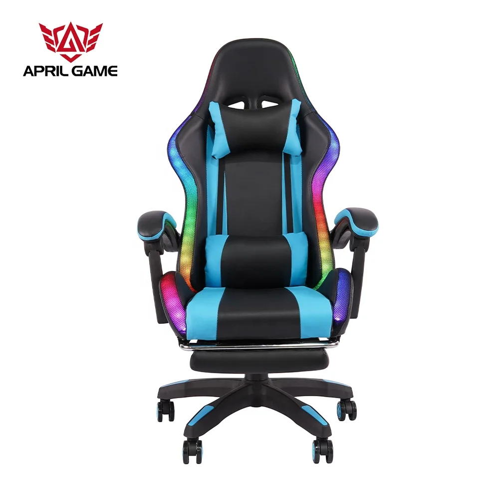 2023 Computer PC Game Chairs Gaming PU RGB Leather Silla Gamer Reclining Racing Gaming Chair with footrest