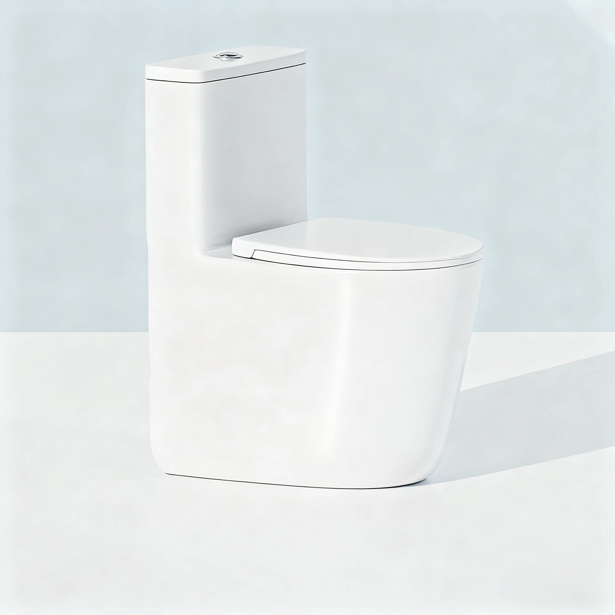 

Sanitary Ware Hot Sale Siphonic S-trap One Piece WC Full Glossy Ceramic White Bathroom Commode Round Toilet Bowl
