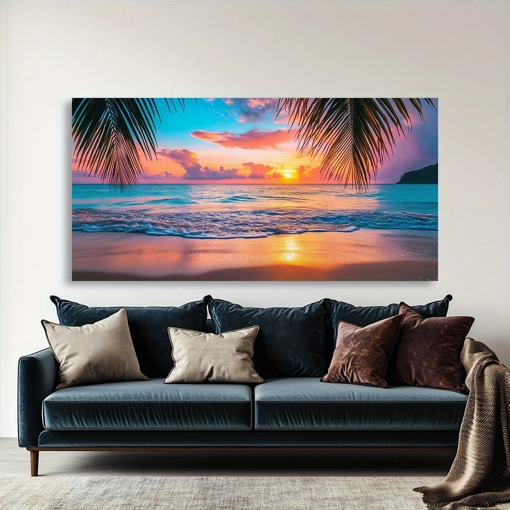 Beach Mural Poster, Natural Coast Decoration Painting, Suitable For Home Decoration, Room Decoration, Bathroom Decor,No Frame