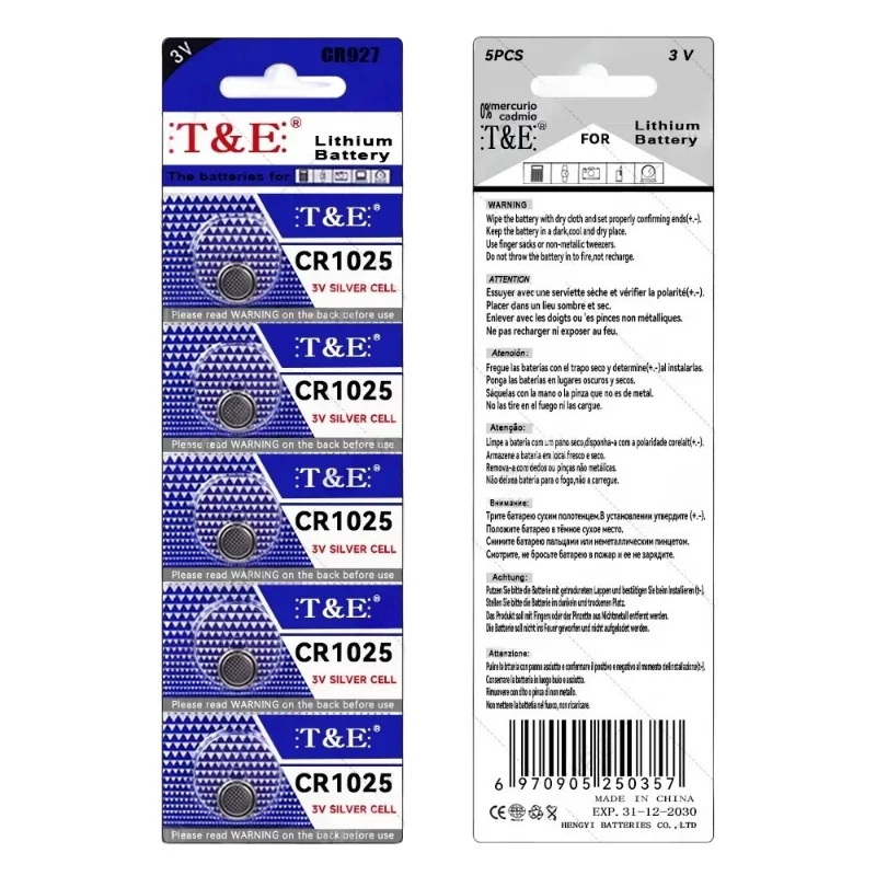 top5PCS-100PCS CR1025 3V 30mAh Lithium Button Battery For Watch Toys Remote Clock KL1025 BR1025 LM1025 DL1025 5033LC Coin Cell