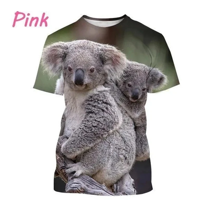 Fashionable New Kaola Pattern Printed Men's T-shirt Cute Animal Personality Short Sleeved Harajuku Round Neck Oversized Top