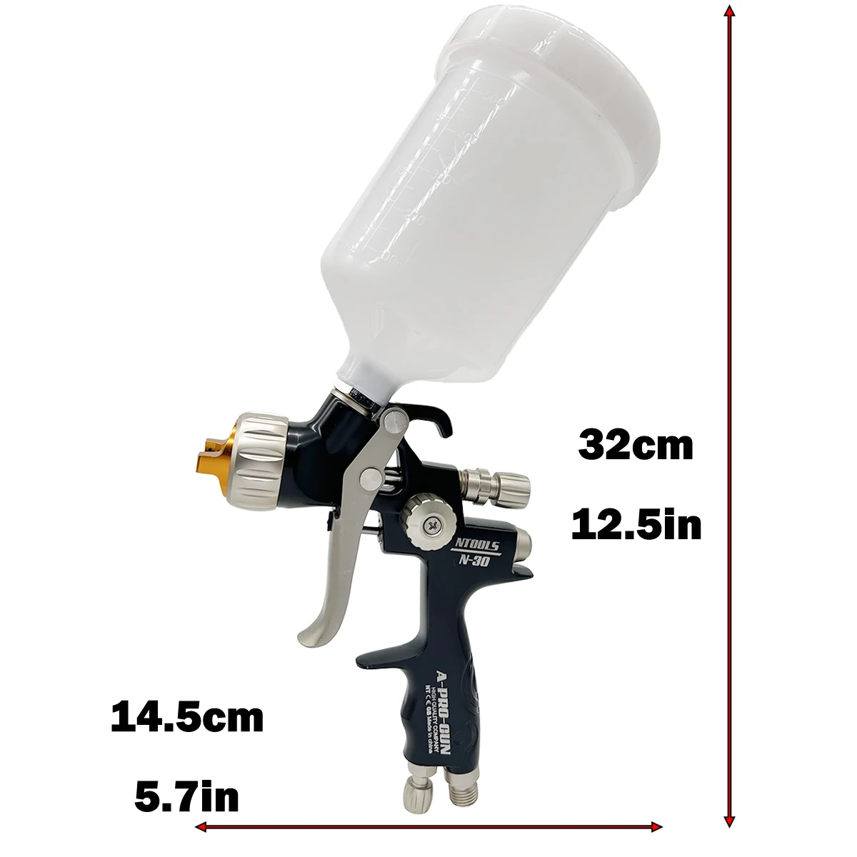 NTOOLS 1.3Spay Gun Comes with spare 1.7 nozzle kit  Airbrush For Car Painting Tool 1pcs 600ml No Clean Disposable Measuring Cup