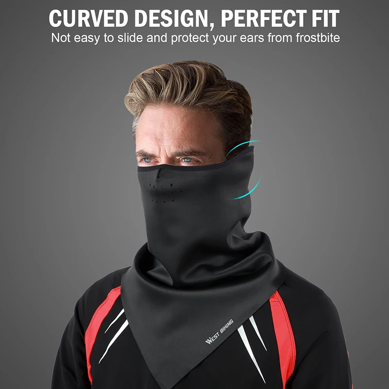 WEST BIKING Bicycle Face Mask Hood Neck Winter Thermal Hiking Scarf Breathable Bike Mask Warm Fleece Windproof Ski Cycling Mask