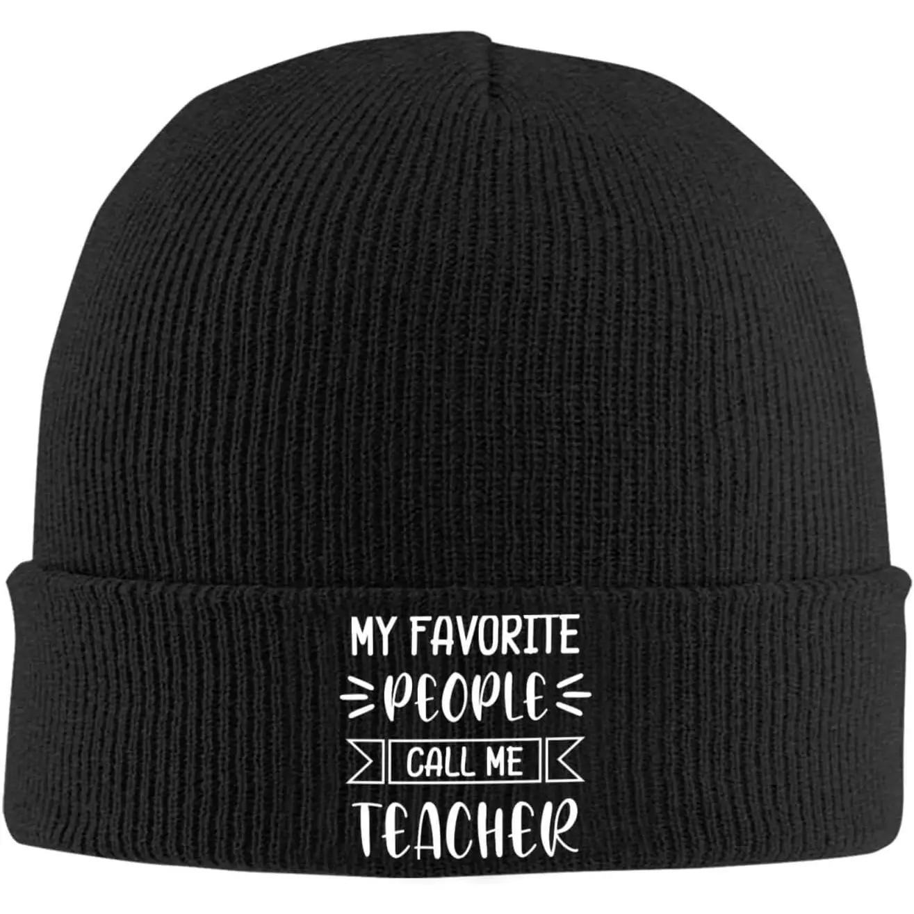 My Favorite People Call Me Teacher Beanie for Men Women Winter Soft Warm Knit Cuffed Hats Skull Cap For Travel Outdoor Camping
