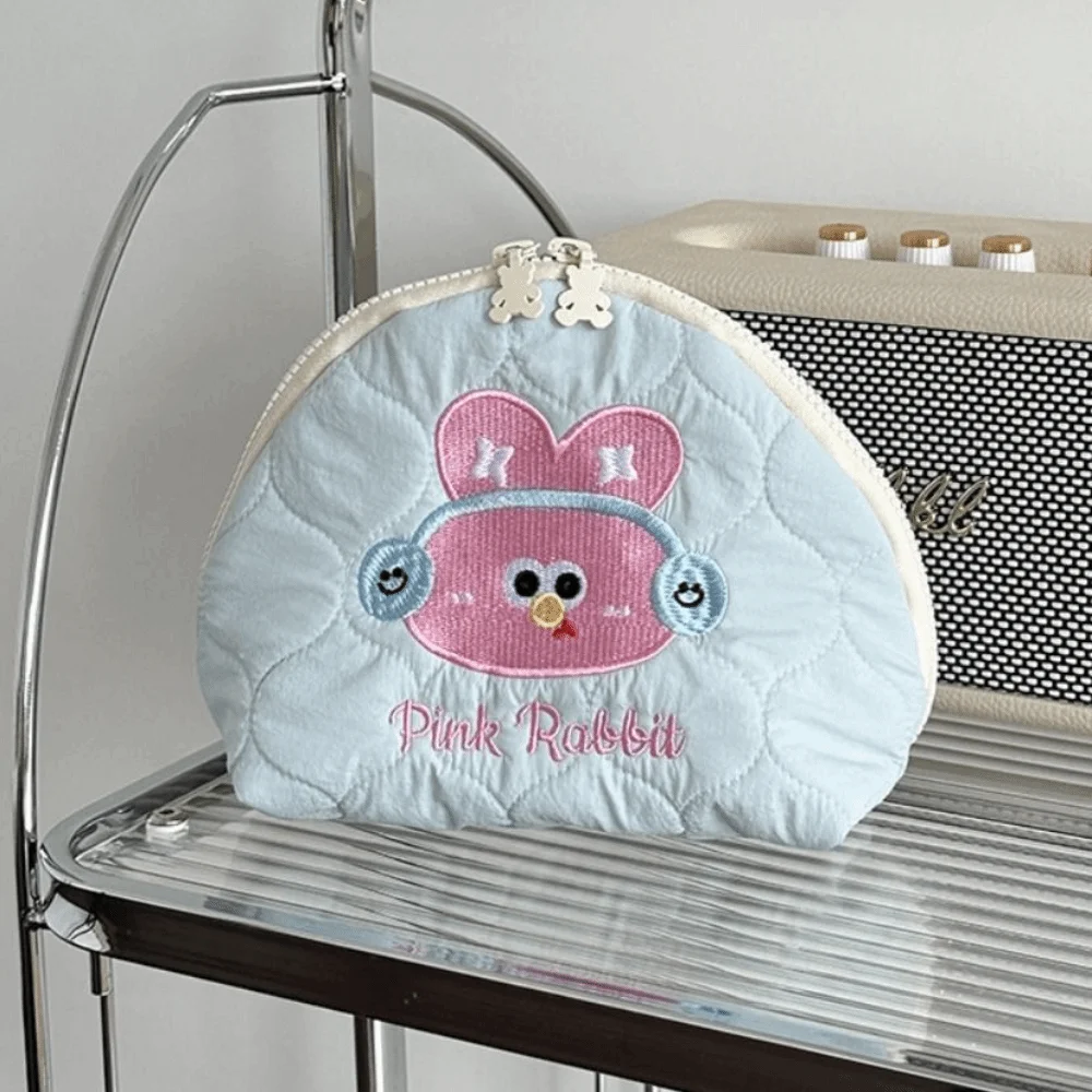 

Lightweight Multifunctional Embroidery Cosmetic Bag Puppy Small Cartoon Toiletry Bag Handheld PP Cotton Lipstick Bag Women