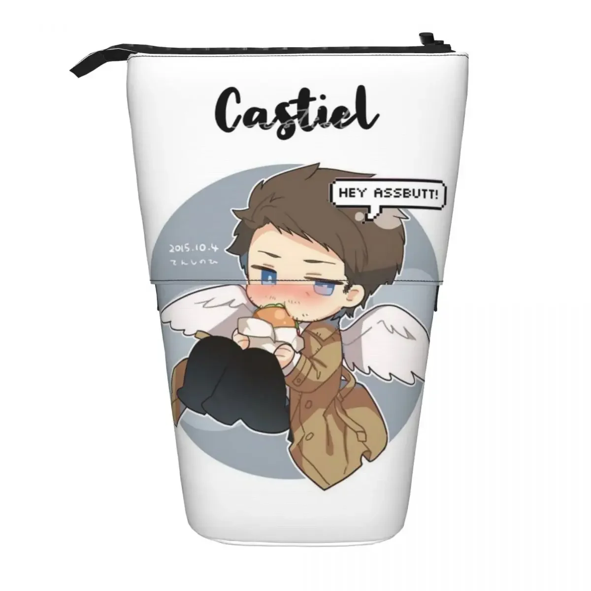 Castiel FBI Badge Reversible Pencil Case for Studen Gifts Pen Box Pencil Bag Stationery Supplies Pen Holder Bag