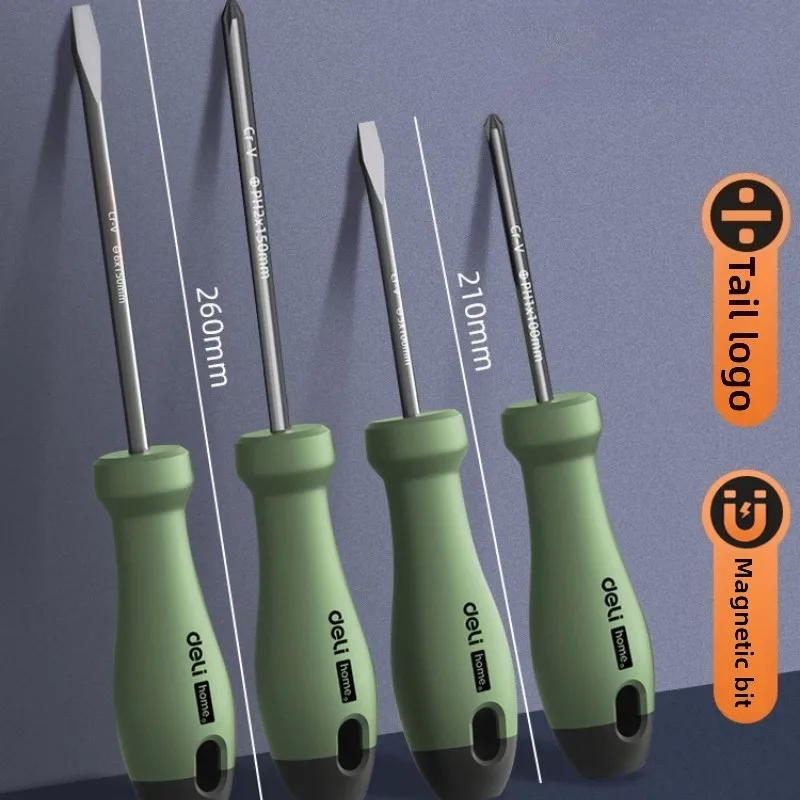 Deli 1Pcs Slotted/Phillips Magnetic Screwdriver Multi-specification Household Screw Driver Electrician Portable Repair Hand Tool