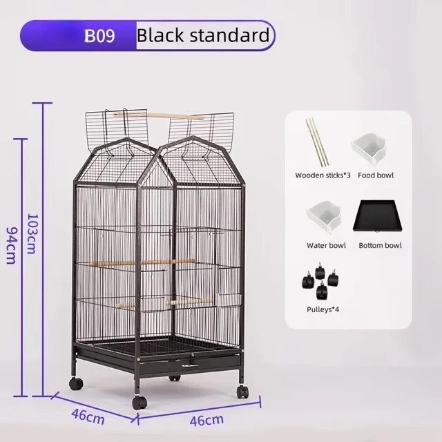 Durable 24"x22" Stainless Steel Bird Cage Solid Pattern Opening Bar Spacing Button Closure Eco-friendly Powder Coated Stylish
