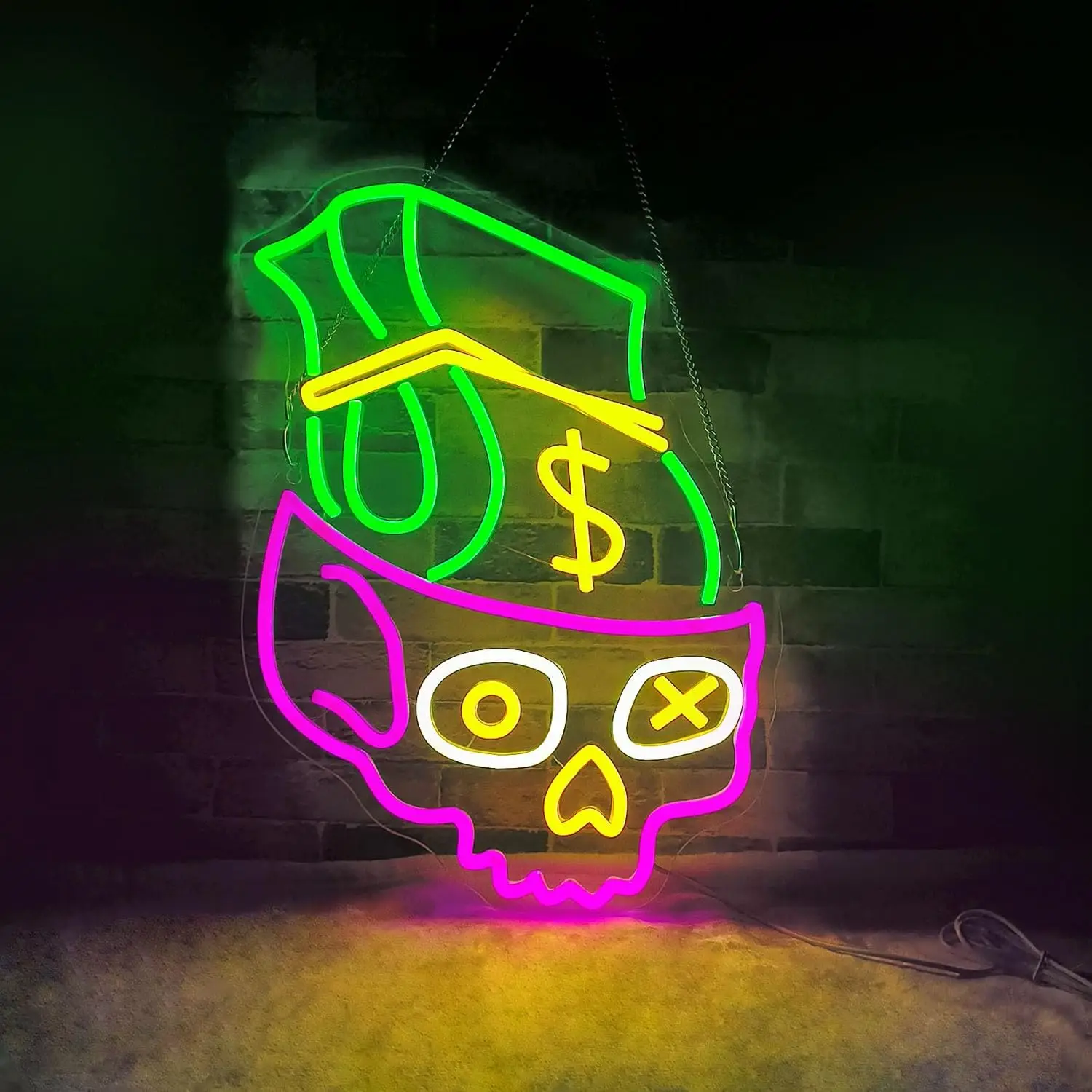 

Skull Neon Sign Dimmable LED Night light for Bar Club Bedroom Man Cave Game Room Decor Party Neon Decor Birthday Art Gifts ﻿