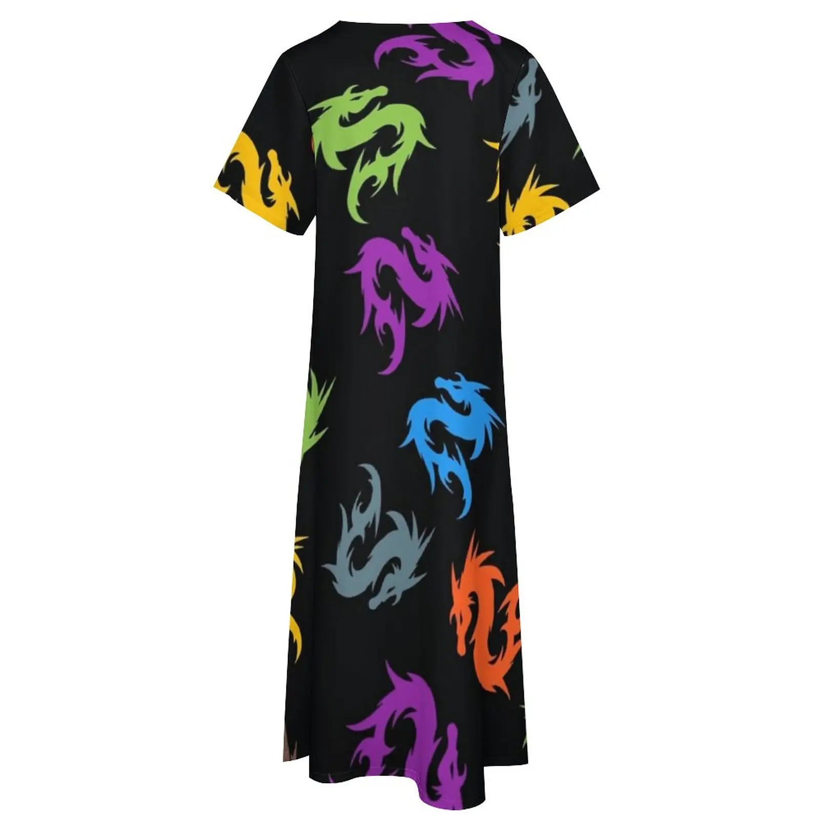 Kleurrijke Chinese Drakenjurk Zomerdraken Kunstprint Street Fashion Boho Strand Lange Jurken Nachtclub Maxi Jurk Cadeau Idee