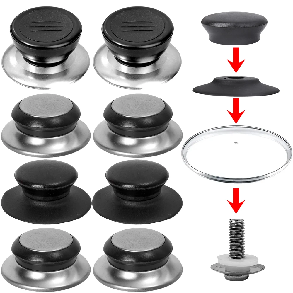 Universal Lid Cover Knob Heat-Resistant Cooking Pot Pan Lid Knob Cap Replacement Lifting Handle Kitchen Cookware Handgrip Black