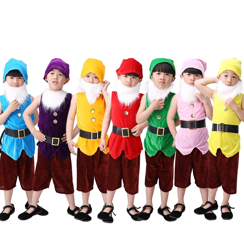 Seven Dwarfs Costume Children Christmas Short sleeves Costumes Kids Halloween Carnival Cosplay Clothing Christmas Performance