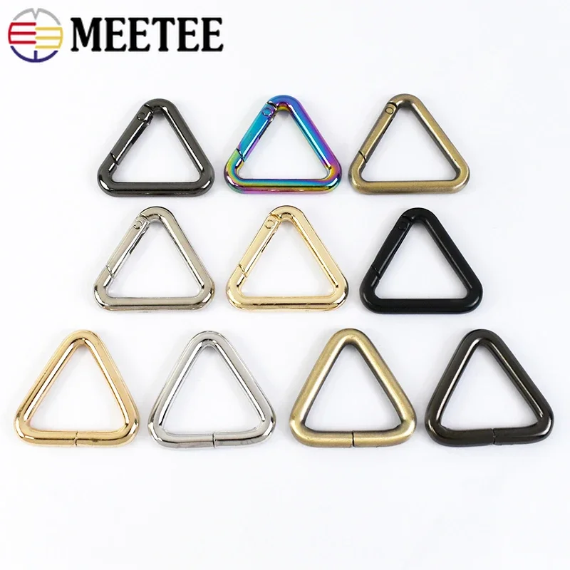 5/10Pcs 20-38mm Meetee Metal Triangle Ring Buckle Openable Bag Strap Connect Clasp Keyring Webbing Adjust Hook Sewing Accessory