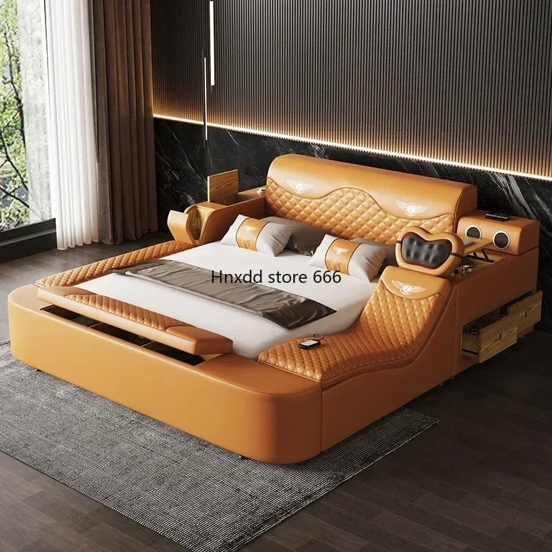 

Tech Smart Bed 2 People | Ultimate Massage Tatami Genuine Leather Bed Cama
