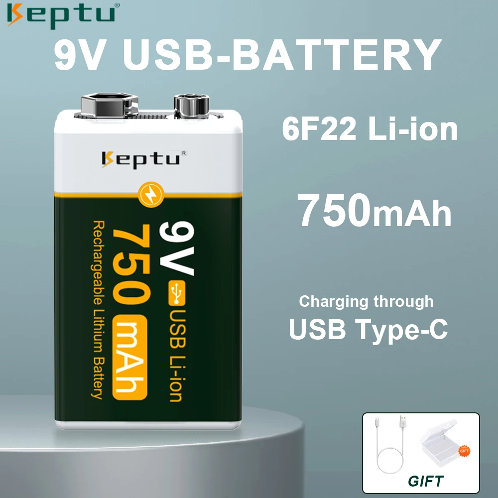 1-6 uds USB-9V 750mAh batería recargable de iones de litio tipo C USB 6F22 9V batería para RC helicóptero modelo micrófono de juguete