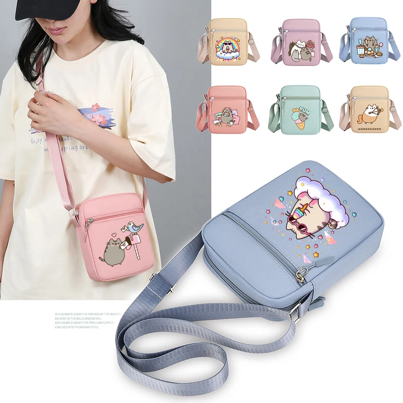 

New Pusheened Cat Boy Girls Trendy Cool Shoulder Bag Kawaii Anime Figures Crossbody Bags Large Capacity Storage Bag Handbag Gift
