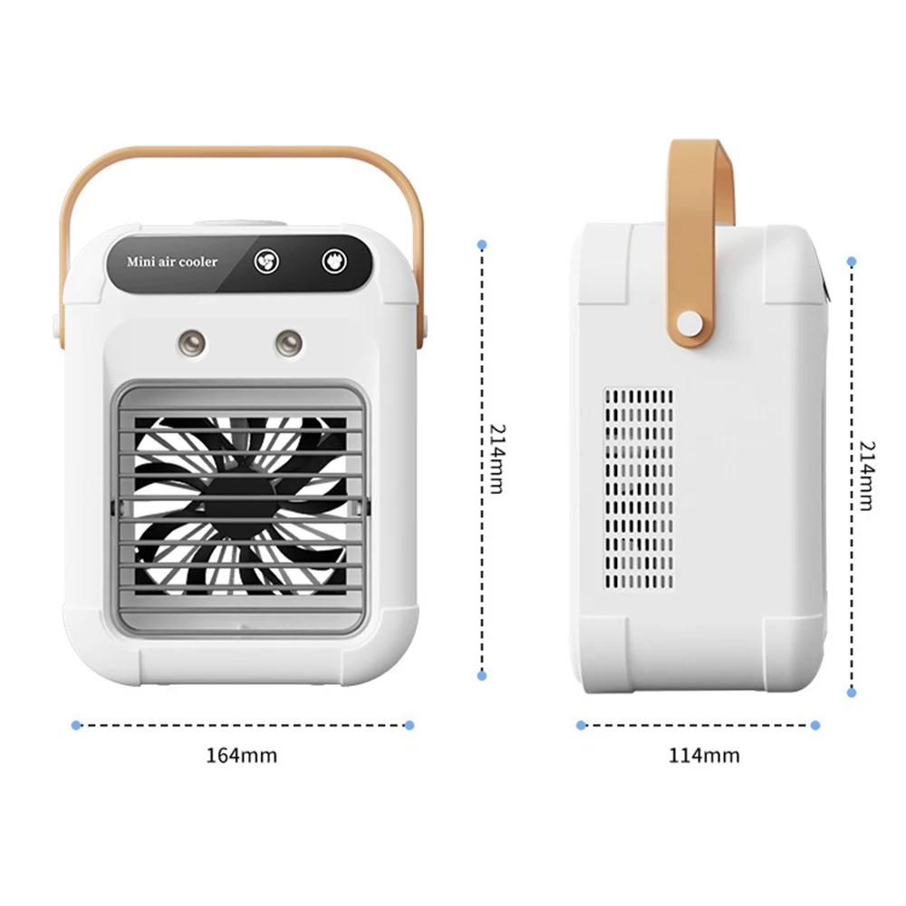 New USB small desktop air cooler mini electric fan with handle two speed adjustable mute spray cooling humidification fan.