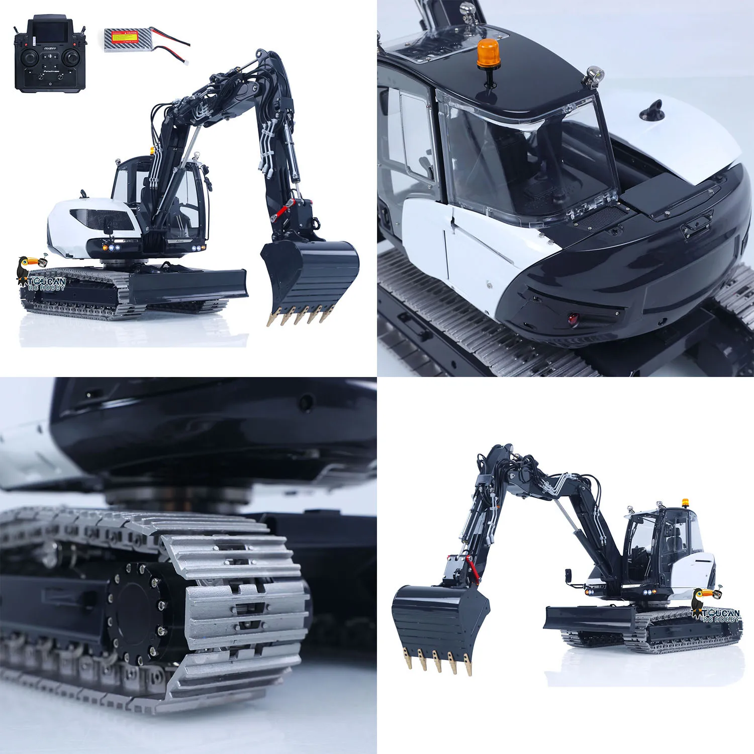 LESU Metal 1/14 MC15 4 Arms RC Excavator Hydraulic Light Sound System 9CH Valve Dual Pumps Quick Coupler Remote Control Digger