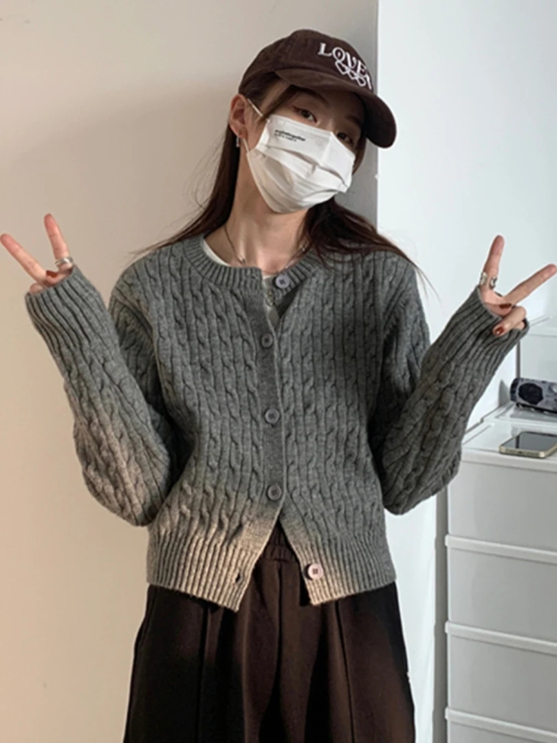 Women's ort Knitted Cardigan Sweater Autumn Winter ey Red Plaid Inner Wear Casual Sle Polyester Fiber Long Sve round...