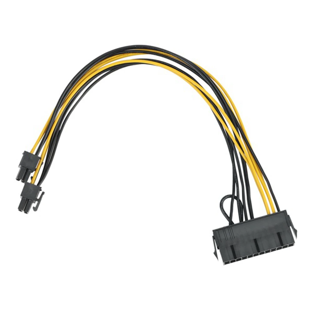 Adaptador PSU ATX de 24 pines hembra a Dual PCI-E, convertidor macho de 6 pines, Cable de alimentación GPU, 18awg, 30cm, 1 piezas.