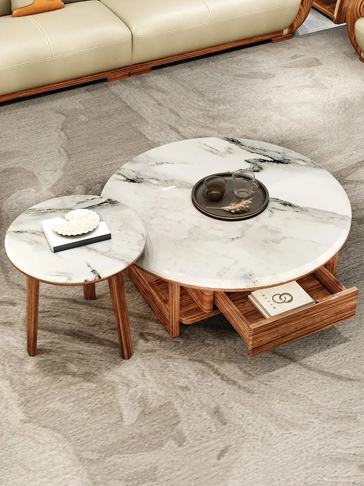 

Coffee Table Modern Minimalist Living Room Solid Wood Storage Home Size round Combination