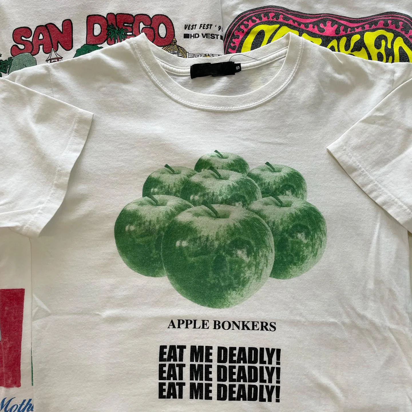   Pixel Overlap Short Sleeve T-Shirt American Retro Fruit Theme Cotton Breathable round Neck Men's Women's Tee