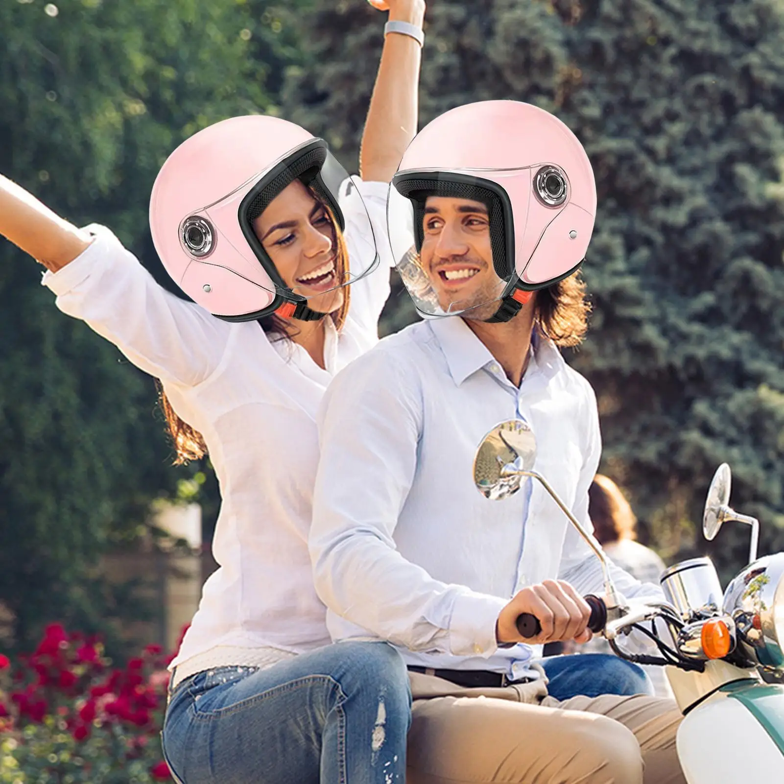Motorcycle Half Face Helmets Breathable Winter Warmth Protective Gear With Visor For Outdoor Scooter Riding Sportbike