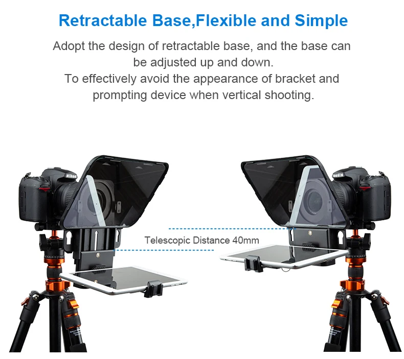 Desview T3 Smartphone/Tablet/DSLR cam era Teleprompter con telecomando IOS/app Android supportata