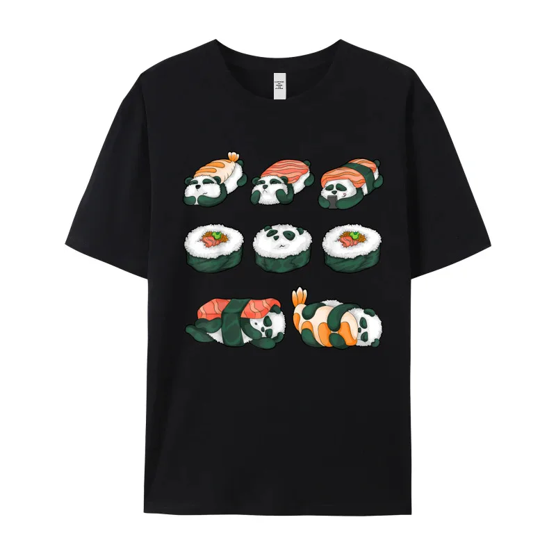 Family Men T Shirts Round Collar Short Sleeve Combed cotton Panda Sushi Hug Shirt Cute Tops Tees Normal Tee Shirts