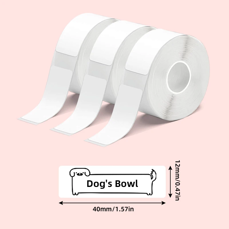 10 Rolls, 12×40mm Size, White Blank Thermal Self-Adhesive Label Paper, Multi-Purpose for Barcodes, Factories, Daily Office Use, Suitable for D11/D110/D101 Label Printers
