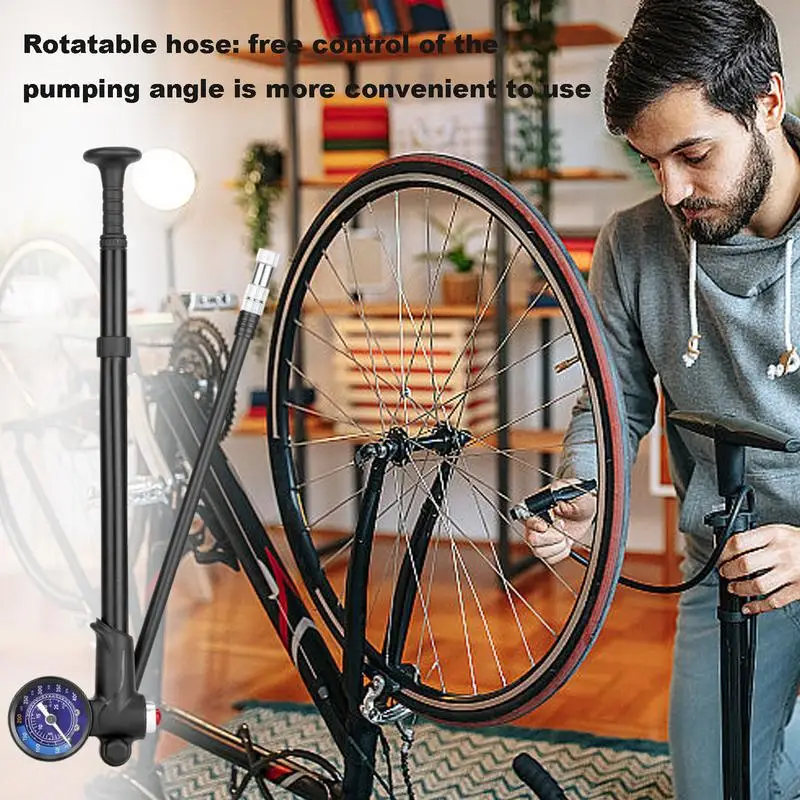 

Hand Air Pump High Pressure Household Portable Air Pump Household Vehicle Inflator With Gauge For Travel Camping Sports Garage