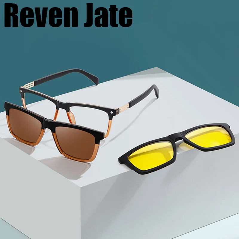 Reven Jate S33102 Polarized Sunglasses Men Women Magnetic Clip On Glasses Alloy Optical Prescription Eyewear Frames Eyeglasses