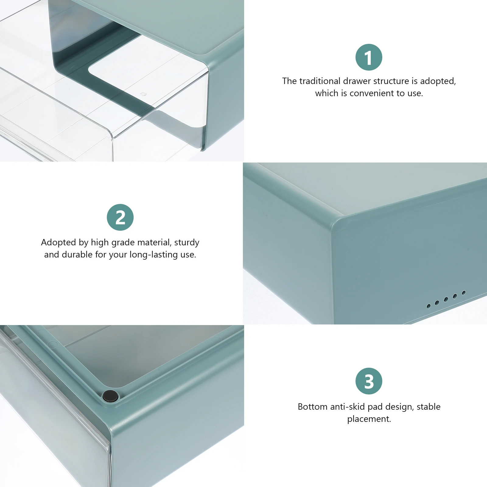 

Small Office Desk Drawer Storage Box Dorm Accessory Organiser Plastic Drawers Unit Convenient Case Organizer Blue Desktop