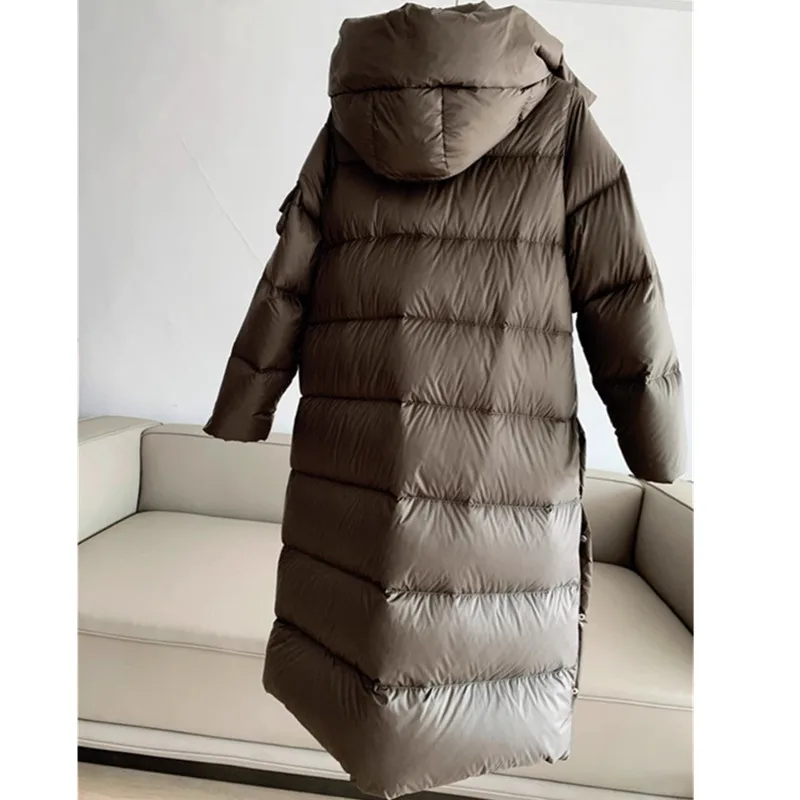 High end Thicken Goose Down Jacket Women's 2024 Winter New Casual Detachable Hooded Down Coats Female Warm Long Parka Overcoat