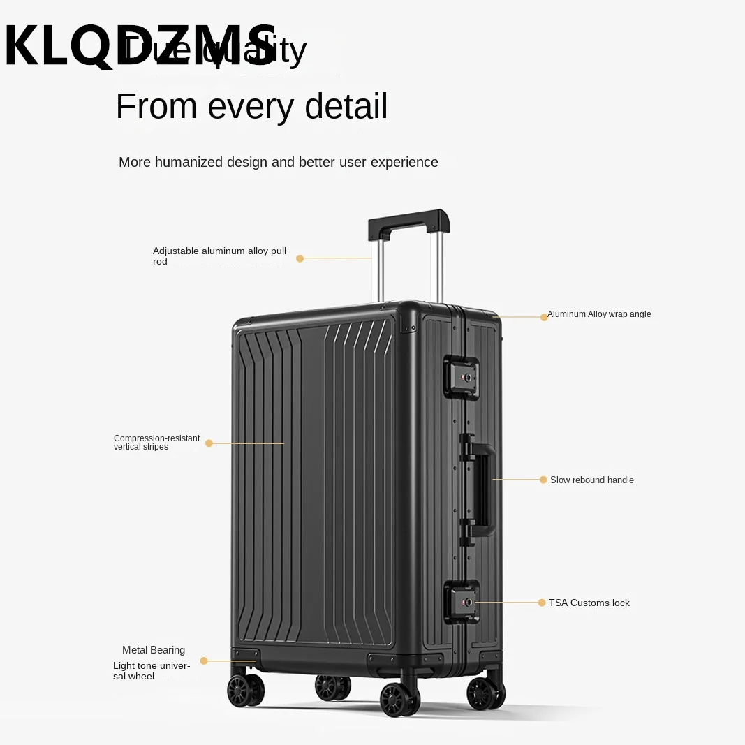 KLQDZMS The New Suitcase All Aluminum Magnesium Alloy Trolley Case 28 Inch Travel Bag 20 Boarding Box 24 Men\'s Wheeled Luggage