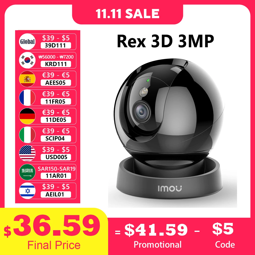 IMOU Rex 3D 5MP/3MP Indoor Wifi PTZ Security Camera Human Pet Detection AI Smart Tracking Two Way Talk Night Vision Baby Monitor