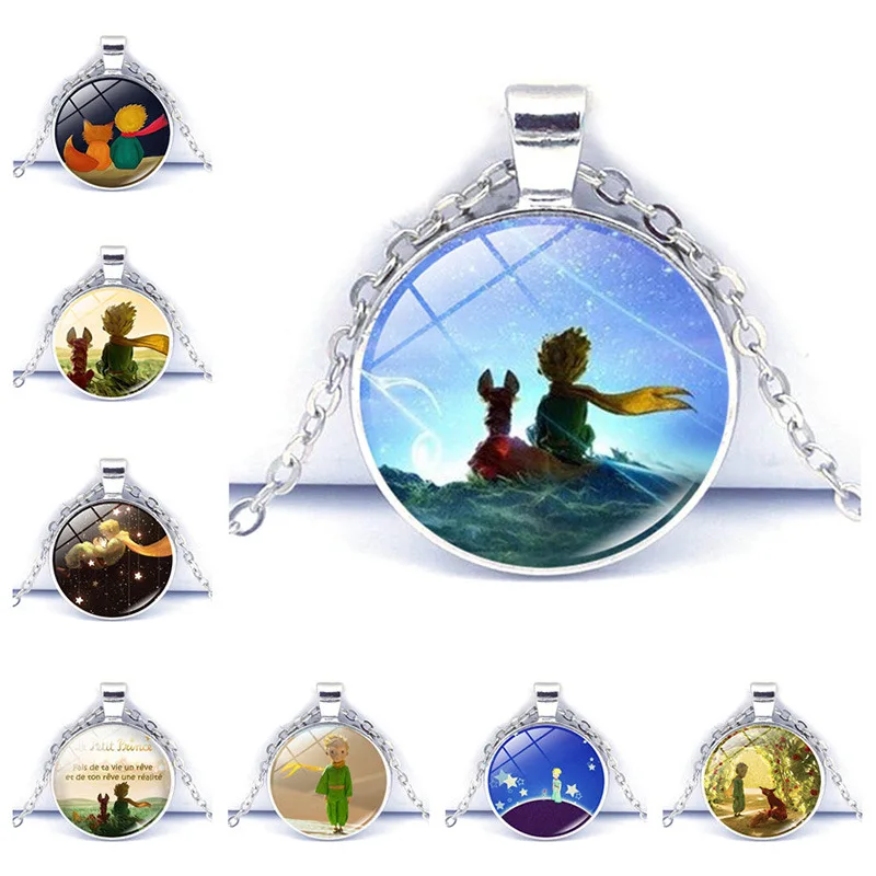 

The Little Prince Time Gem Necklace Europe America Retro Pastoral Style Fox Rose Starry Sky Pendant Couple Sweater Chain Jewelry