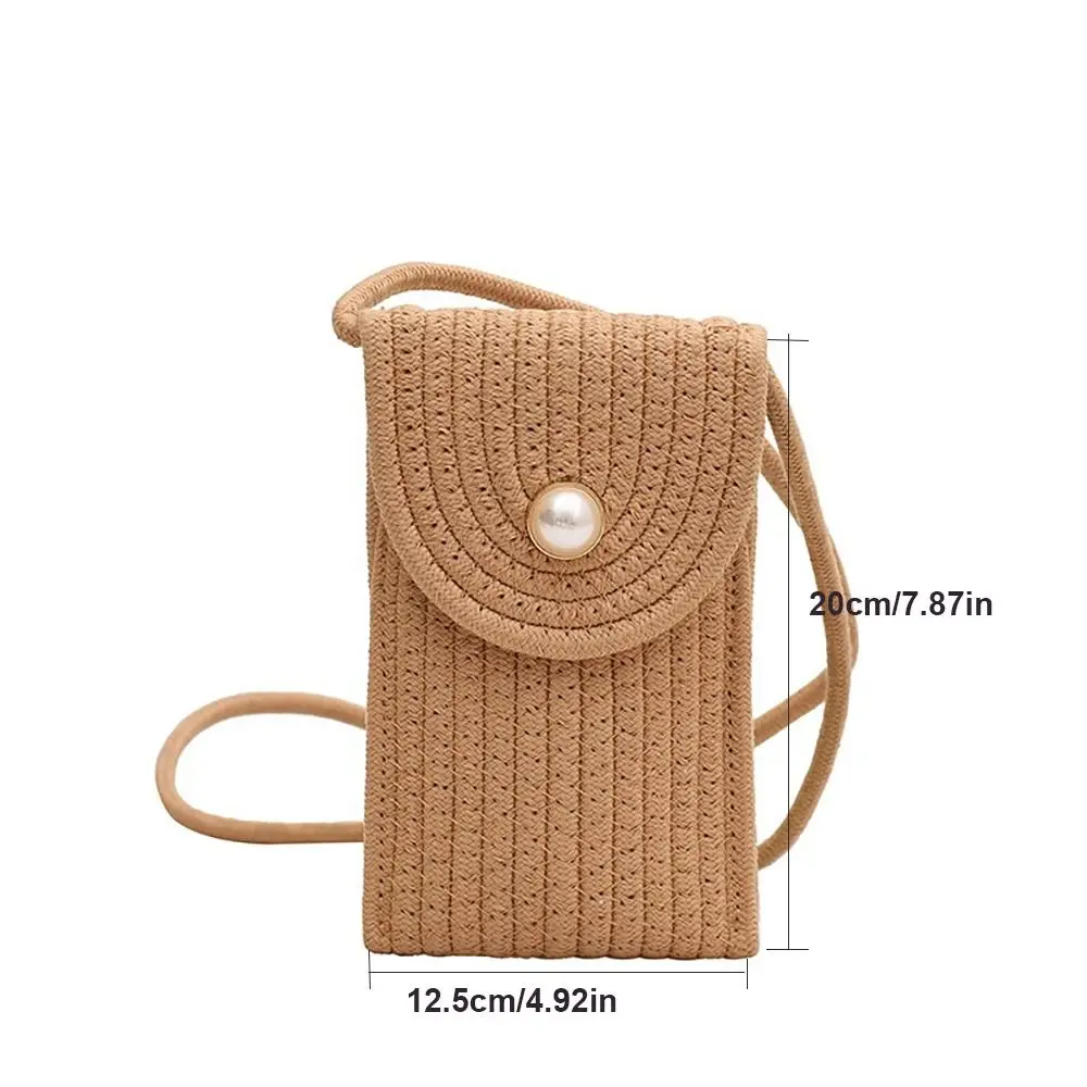 Nowe letnie Mini torby na telefon komórkowy Crossbody dla kobiet pasek na ramię tkane pionowe torby na ramię wszechstronny portfel torebka