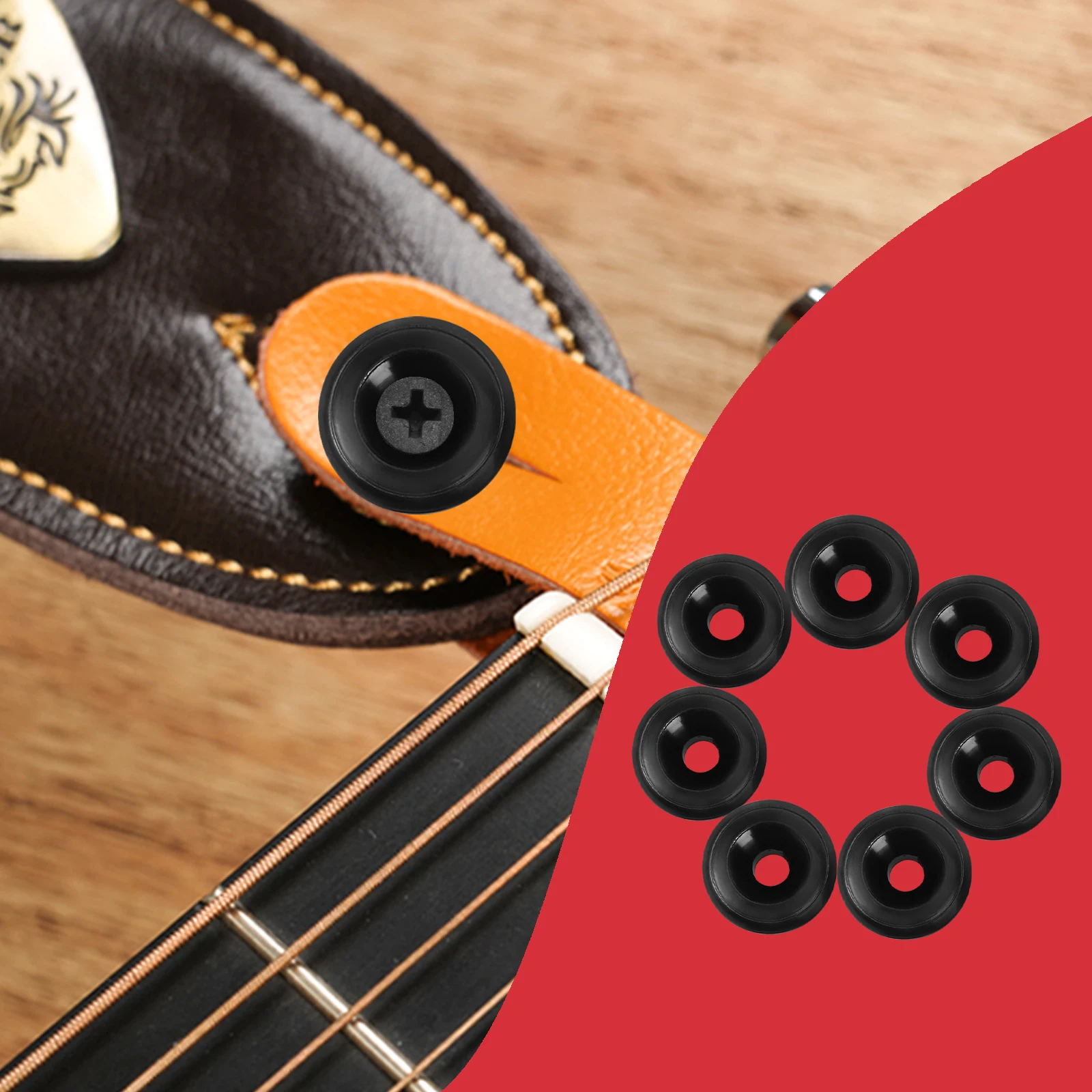 

7 Pcs Waist Belt Guitar Strap Buckle Button Acoustic Fixator Screw Bolt Bass Folk Black Accessories