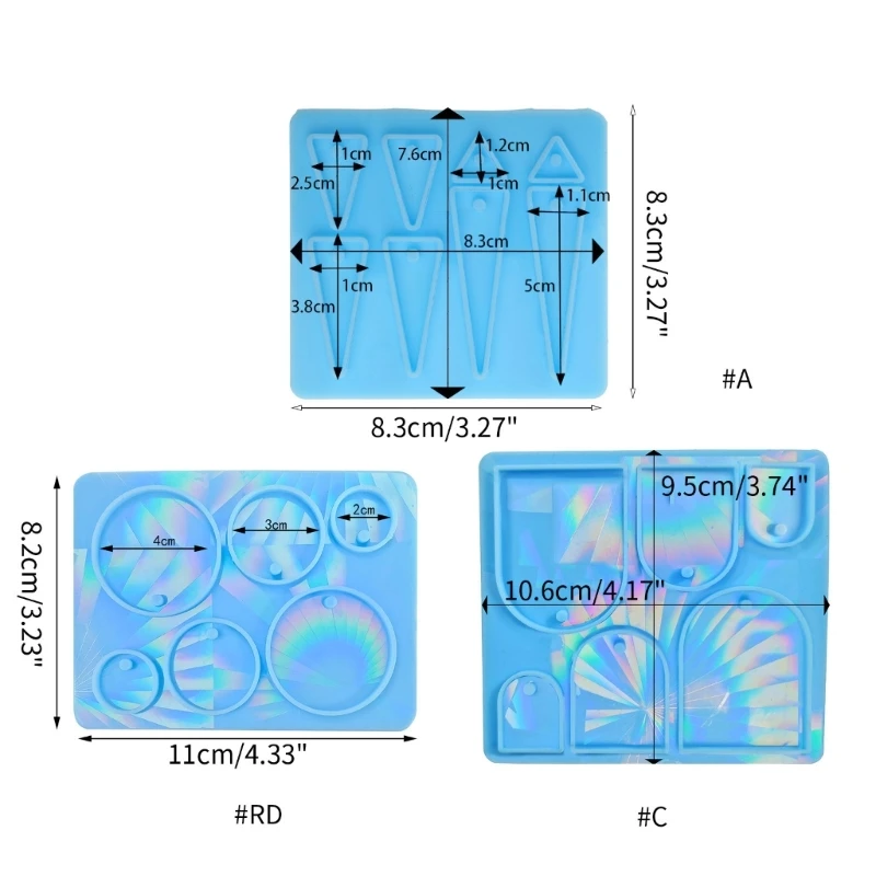 Molde de silicona de resina holográfica, molde para colgante de llavero con pendiente geométrico DIY