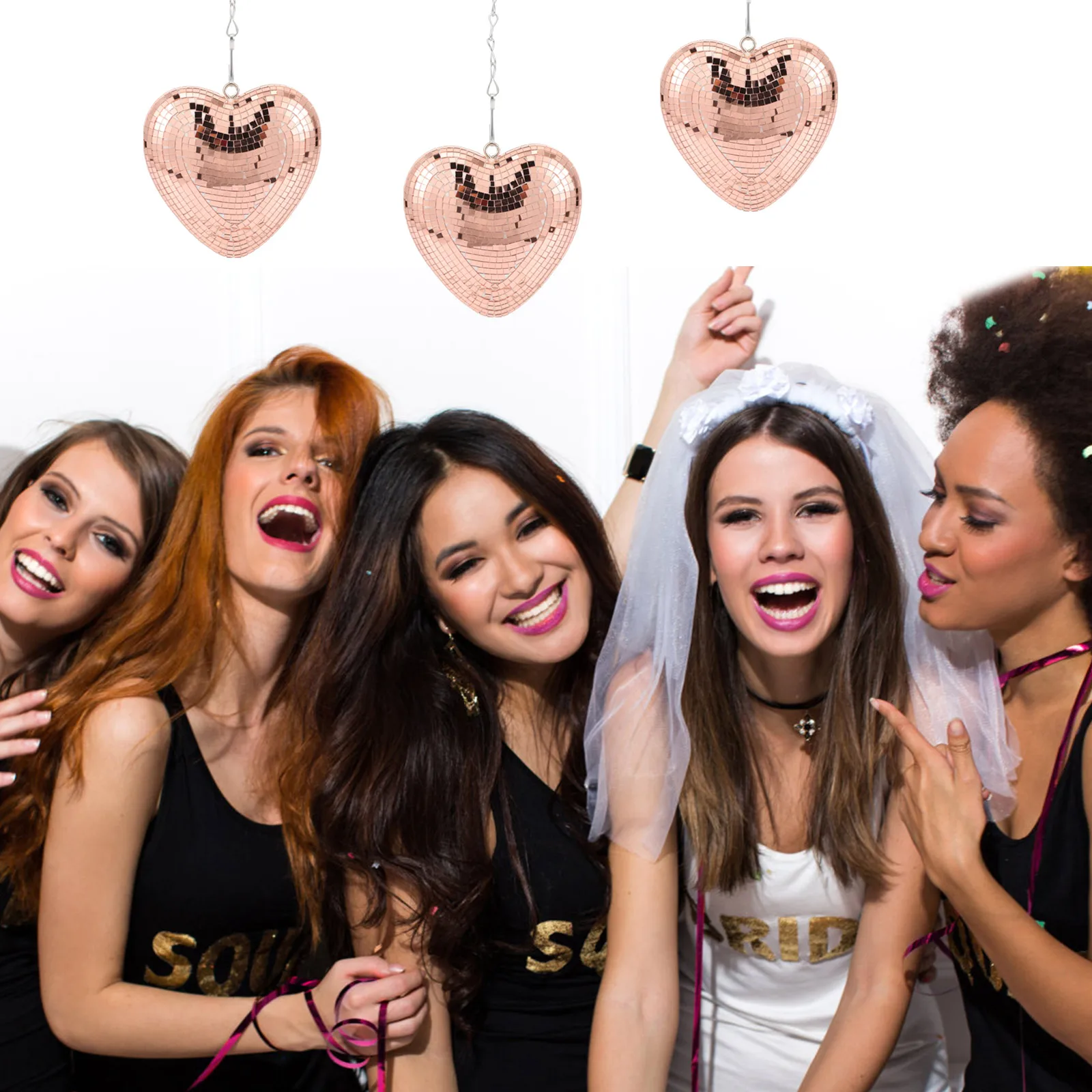 

Hanging Heart Shaped Disco Ball Mirror Surface Decorative Party Wedding Decoration Reflective Compact Pendant Disco Hanging