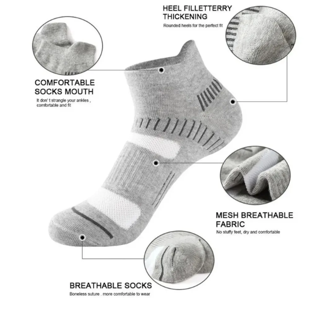 1-5Pairs Breathable Mesh Ankle Socks for Men Sweat Absorbing Comfortable Low Cut Sports Anti Slip Casual Short Socks All Seasons